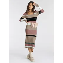 LAURA SCOTT Strickkleid Gestreift Beige/Rosa 44