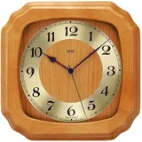 AMS Funkwanduhr F5866/9 (Quarz,Holz,Glas,Buche kirschbaumfarben,Wohnzimmer,Made in Germany,Flur) braun