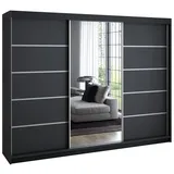 A&J MöbelLand Schiebetürenschrank VILUNO 1 200 x 215 x 59,5 cm Schwarz
