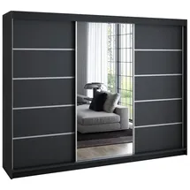 A&J MöbelLand Schiebetürenschrank VILUNO 1 200 x 215 x 59,5 cm Schwarz