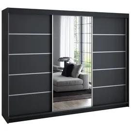 A&J MöbelLand Schiebetürenschrank VILUNO 1 200 x 215 x 59,5 cm Schwarz