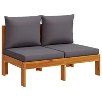 vidaXL Gartensofa ohne Armlehnen mit Kissen 2-Sitzer Massivholz Akazie