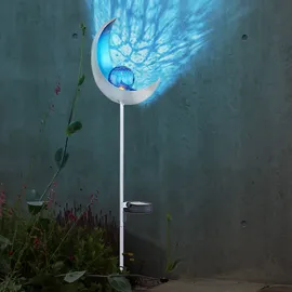 GLOBO Solar Fackeln Mond Garten Gartendeko Solarlampe Solarleuchte Außen, Blauer Lichteffekt, Crackle Glas, IP44, LED kaltweiß, H 90 cm, Garten Balkon, 2er Set