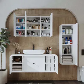 roomartstore.de Roomart GUSTO 120 cm ‚Äì Bad-Hängeschrank mit Soft-Close • Moderner Badezimmerschrank mit Stauraum ‚Äì Weiß oder Eiche