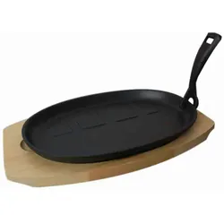 CHEFGASTRO BBQ Pfanne Gusseisen | inkl. Tablett & Griff | 27,3x18,7cm
