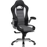 AMSTYLE Chefsessel Leder Optik schwarz grau mit weißen Streifen mit Armlehnen klappbar