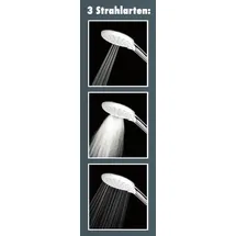 Primaster Handbrause 3 Strahlarten Water Flow quadratisch chrom mit Wasserspareinsatz