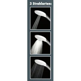Primaster Handbrause 3 Strahlarten Water Flow quadratisch chrom mit Wasserspareinsatz