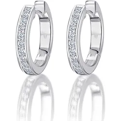Paar Creolen VIVANCE "0.27 ct Diamant Brillant Ohrringe Creolen aus 585 Weißgold", silber, Ohrringe, Damen, Damen, 0.27 ct mit Diamant, Diamanten, Damen Gold Schmuck