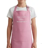 smartaini Kinder Kochschürze personalisiert mit Stick – Backschürze Mädchen & Jungen aus Baumwolle, Kinderschürze, Küchenschürze Kinder zum Backen & Basteln, personalisierte Schürze Kinder (Pink) - Kindergröße