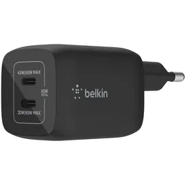 Belkin BoostCharge Pro USB-C-GaN-Ladegerät mit zwei Anschlüssen und PPS (65W) (WCH013vfBK)