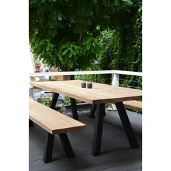 Outdoor Tisch Bradford natur schwarz 75x300x100