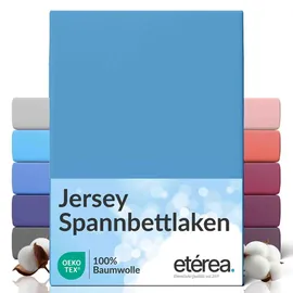 etérea Himmlische Qualität Spannbettlaken Jersey 100 x 200 - 120 x 200 cm Blau