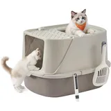 Songmics Katzentoilette XXL Haferflockenfarben-Warmgrau