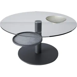 Beistelltisch EVE COLLECTION, schwarz (anthrazit, kg, anthrazit lackiert, klarglas), B:80cm H:42cm T:80cm, Tische