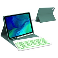 IVEOPPE Ipad air 5 Hülle mit Tastatur 2022, ipad Air Tastatur fur iPad Air 4 2020 10.9" /iPad 11 Pro 11", ipad pro 11 Tastatur Magnetisch Abnehmbarer QWERTZ Bluetooth Tastatur Schutzhülle, Dunkelgrün