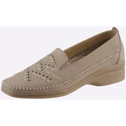 Slipper, Damen, Gr. 37, beige, Veloursleder, feminin, Schuhe