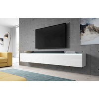 Furnix Lowboard Tatia TV-Schrank Fernsehschrank 200 cm (2x100cm) mit LED, B200 x H34 x T32 cm weiß