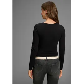 LAURA SCOTT Langarmbody LAURA SCOTT, Damen, Gr. 38, N-Gr, schwarz, Single Jersey, Obermaterial: 95% Baumwolle, 5% Elasthan, unifarben, Basic, sehr figurbetont, V-Ausschnitt, figurbetonte Passform, Basic Design
