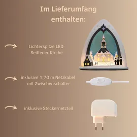 Weigla Lichterbogen LED Seiffener Kirche 52 x 9 x 53 cm