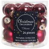 Christmas-Decorations Mini-Weihnachtskugeln aus Glas 24er-Set 2,5 cm Ochsenblut glanz / matt