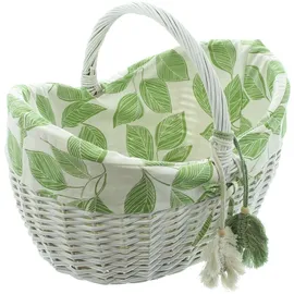 Dekoleidenschaft Einkaufskorb Weide geflochten groß 32 x 43 x 36 cm weiß