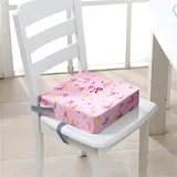 Surwin Rutschfeste Sitzerhöhung Stuhl Kind Sitzkissen Stuhl mit Sicherheits Schnalle, Sitzkissen Kinder Tragbare Sitzerhöhung Waschbar Zerlegbar Baby Sitzhilfe, 3D Schmetterling (Rosa,32x32x8cm)