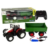 LeanToys RC-Anhänger Traktor mit Anhänger CH RTR Rot/Grün (1:24)