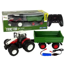 LeanToys RC-Anhänger Traktor mit Anhänger CH RTR Rot/Grün (1:24)