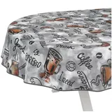 ANRO Tischdecke Kaffee abwaschbar Wachstuch pflegeleicht wasserabweisend (Einzelstück 1-tlg), Schmutzabweisend Genuß Grau Oval 240x140cm Gartentischdecke grau Oval | 140 cm x 240 cm