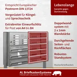 AL Briefkastensysteme - 2er Edelstahl Briefkasten Standanlage Freistehend mit Klingel