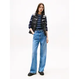 Tommy Hilfiger Tommy Jeans Damen Weste Slim Zip Print Down mit Stehkragen, Schwarz (Black), XS - XS