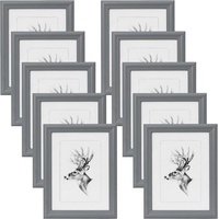 Woltu Bilderrahmen 13x18cm 10er Set Fotorahmen Holzrahmen mit Passepartout,