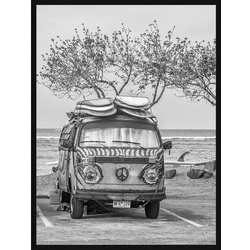 ANY IMAGE Digitaldruck »Vintage VW Busse«, Rahmen: Buchenholz, Schwarz