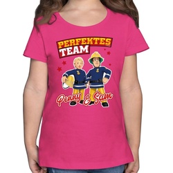 Shirtracer T-Shirt Perfektes Team – Penny & Sam – Feuerwehrmann Sam Mädchen – Mädchen Kinder T-Shirt tshirt mädchen 5 jahre – t shirt sam – ostern kleinigkeiten rosa 116 (5/6 Jahre)