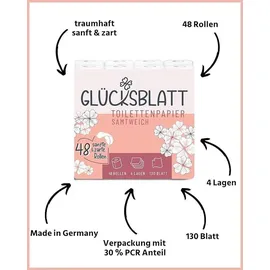 glücksblatt Toilettenpapier SAMTWEICH 4-lagig 48 Rollen x 130 Blatt