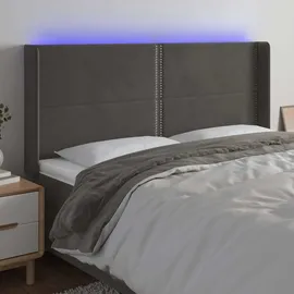 vidaXL LED Kopfteil Dunkelgrau 163x16x118/128 cm Samt