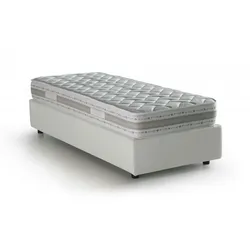 Dmora Einzelbett Federica, Containerbett mit Kunstlederbezug, 100% Made in Italy, Frontöffnung, inklusive Matratze Cm 90x200, Weiß