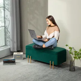 Homcom Sitzbank mit Stauraum Samt, Holz