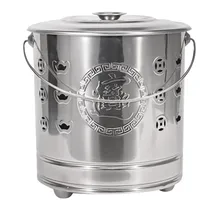 Feuertonne für den Gartenabfall mit Deckel und Schürhaken, Edelstahl Feuer Verbrennungstonne für Laub Altpapier Gartenarbeit Kampfeuer im Garten, Metallfass Metall Feuerkorb Feuer-Schale mit Griff