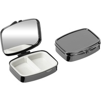 kwmobile 2x Edelstahl Tablettenbox mit 2 Fächern - 5,5 x 4 x 1,5cm - Pillendose klein Tablettendose - Tragbare Pillenbox Metall Medikamentenbox Dose in Schwarz