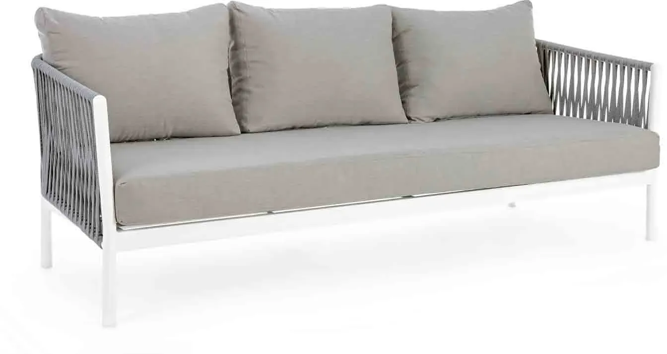 Gartensofa Florencia aus Aluminium und Olefin, modern gepolstert, weiß, inkl. Kissen