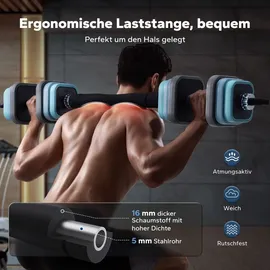 Merach 3-in-1 verstellbares Hantel-Set Kurzhantel & Langhantel 20 kg blau