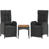 Furnicato Outdoor Relaxsessel Set Schwarz Mit Tisch Und Kissen 57 X 62 5 X 109 Cm