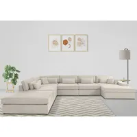 Raum.Id Wohnlandschaft Enid U-Form«, 6 Teile, bestehend aus Modulen, in vielen Bezügen, auch in Breitcord beige