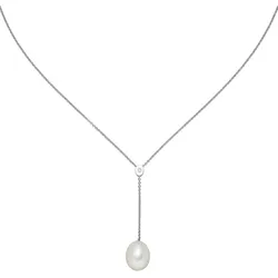 Kette mit Anhänger JOBO, silber (silber 925), Halsketten, Damen, Silber 925 (Sterlingsilber)-Perlen, L: 45cm, Silber 925 (Sterlingsilber), Perlen, 925 Silber mit Perle und Zirkonia 45 cm