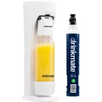 Drinkmate OmniFizz Getränkesprudler und Wassersprudler, Farbe: Weiß, inkl. CO2-Zylinder und 1 PET-Flasche (1 L), sprudelt alle Getränke, Höhe 41 cm