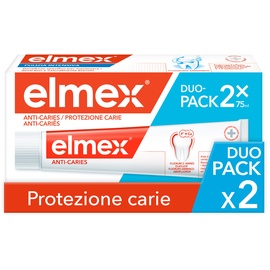 Elmex Zahnpasta Carie-Schutz, Reminiralisiert und schützt die Zähne effektiv vor Karies, Antitikarien-Zahnpasta mit Aminofluorid, 2 x 75 ml