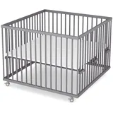 Sämann Babybett Laufgitter 100x100 cm grau Premium Kollektion Laufstall für Babys grau