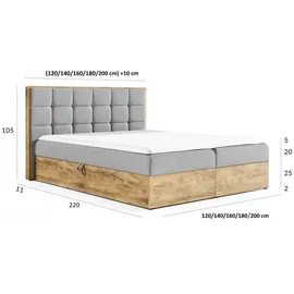 Fun Möbel Boxbett, Grau inkl. Bettkasten